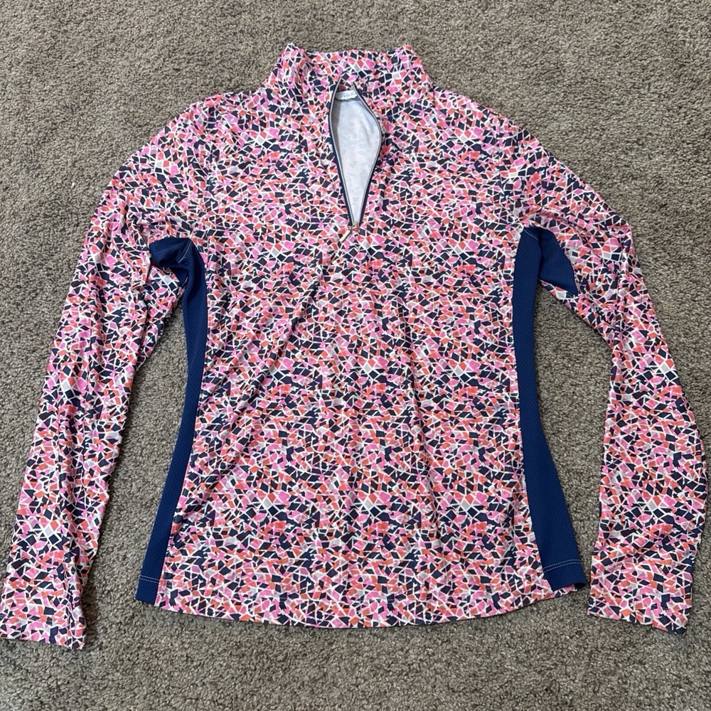 LADY‎ HAGAN Womens XS PINK Colorful Long Sleeve Quarter Zip UPF 50+ Golf Top Lux